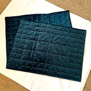 West Elm Quilted Velvet Shams - SET of 2 - peacock blue